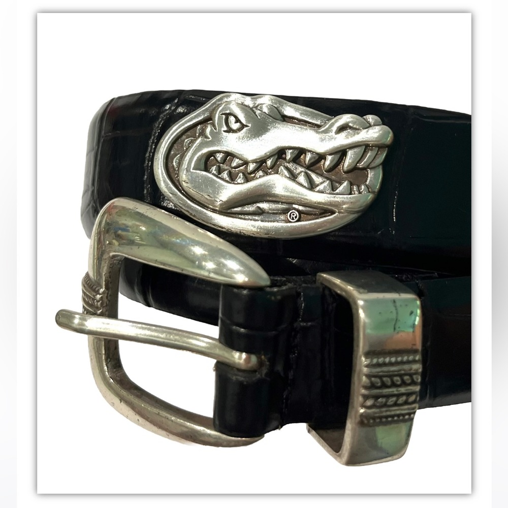 Florida Gators Crocodile Black Leather Concho Belt women’s Size 28
